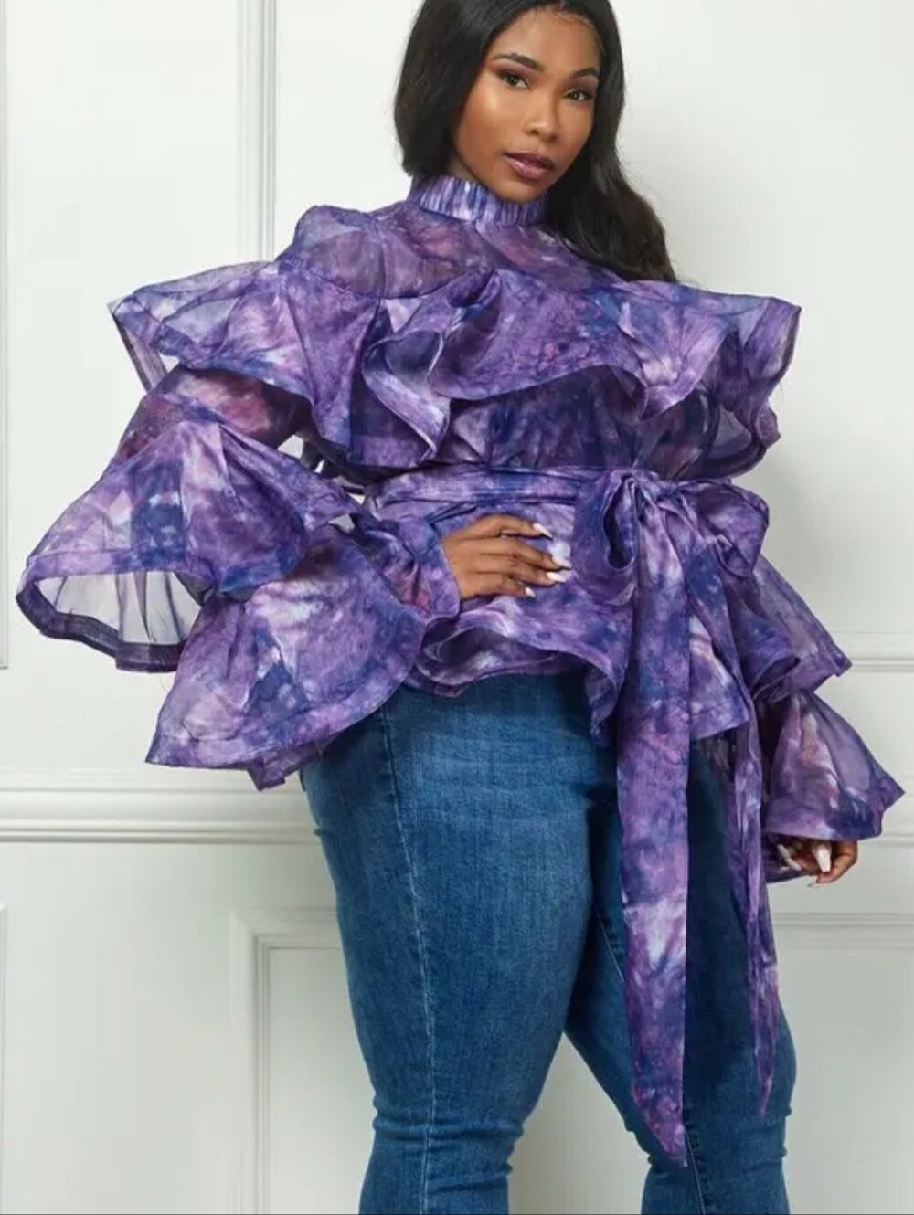 Purple Ruffled Women's Top - Picture 7 of 7